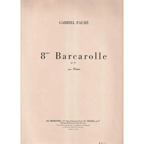 8eme Barcarolle - Op.96  pour piano (Edição Antiga)