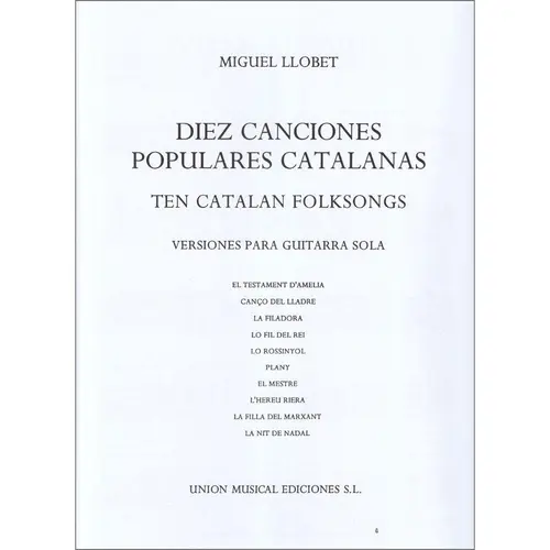 Diez Canciones Populares Catalanas Para Guitarra