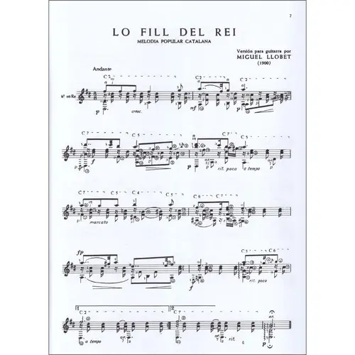 Diez Canciones Populares Catalanas Para Guitarra