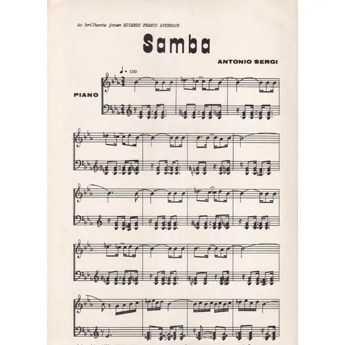 Samba Em Mi Bemol Maior para piano