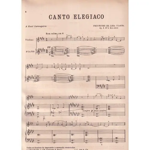 Canto Elegiaco para violino e piano