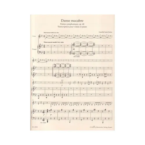 Danse macabre Op.40 - trancription pour violon et piano par l'auteur