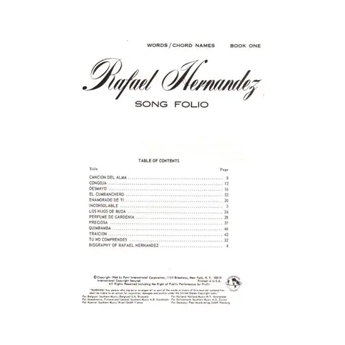 Rafael Hernandez - Song Folio - Vol.1