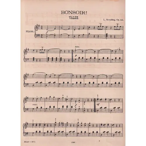 Bonsoir - Valsa  op. 259 para piano (Edição Antiga)
