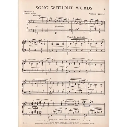 Song Without Words  (Edição Antiga)