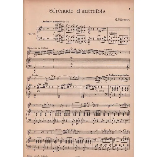 Serenade D`Autrefois  para violino e piano (Edição Antiga)