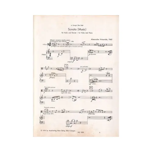 Sonata (Music) Fur Viola  (Edição Antiga)