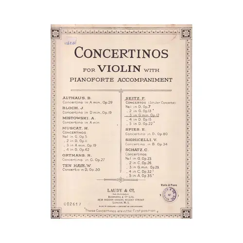 Concerto N.3 In G Minor - Op.12  (Edição Antiga)