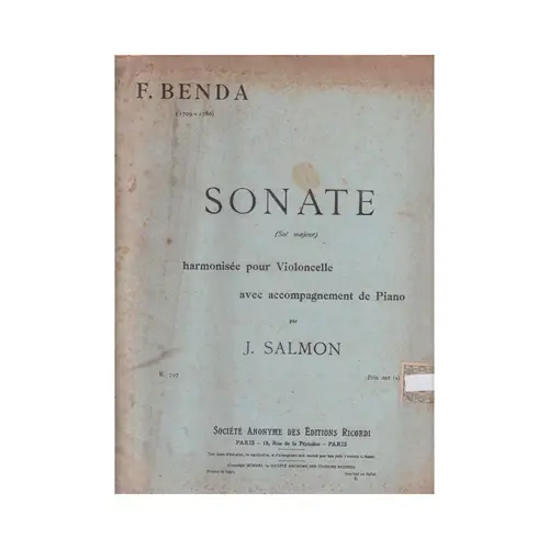 Sonate Sol Major (Arr. J. Salmon)  (Edição Antiga)