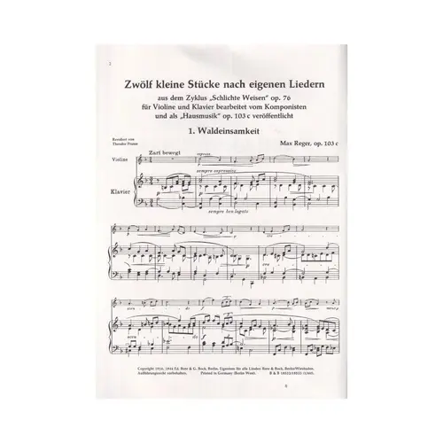 Zwolf Kleine Stucke - Hausmusik - Op.103 C