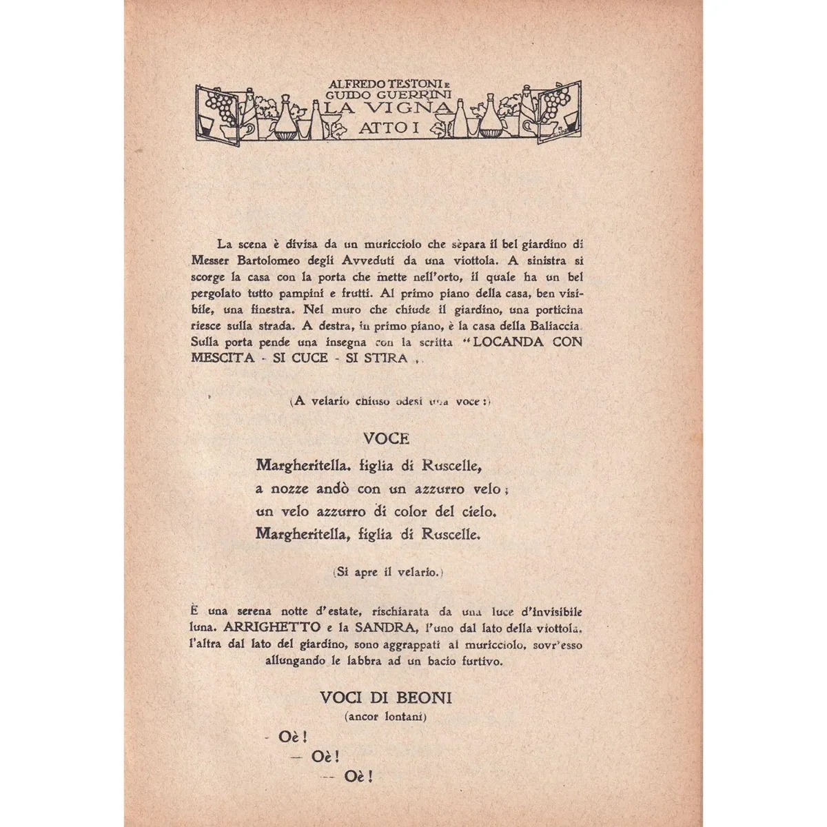 La Vigna - Libretto