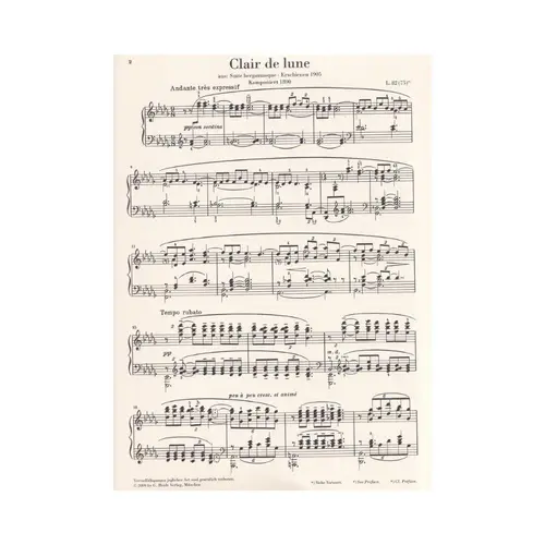 Clair de lune claro da lua de Claude Debussy para Piano - Clair de