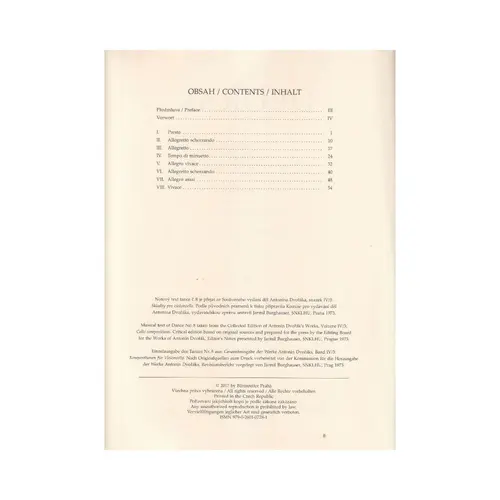Slavonic Dances op. 46 arranged for violoncello and Piano