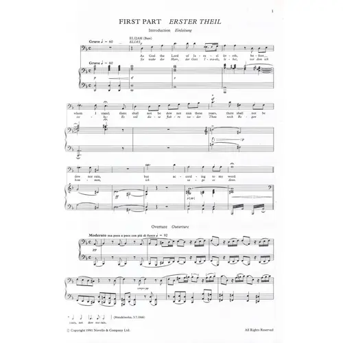 Elijah - Vocal Score