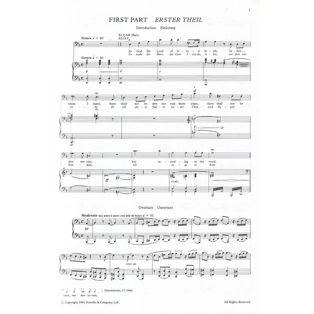 Elijah - Vocal Score