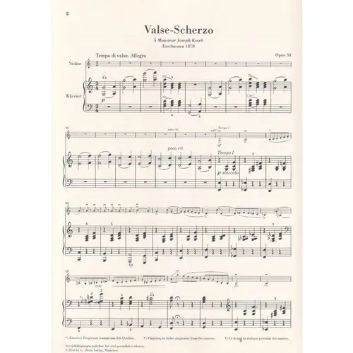 Valse - Scherzo Op. 34 for Violin and Piano