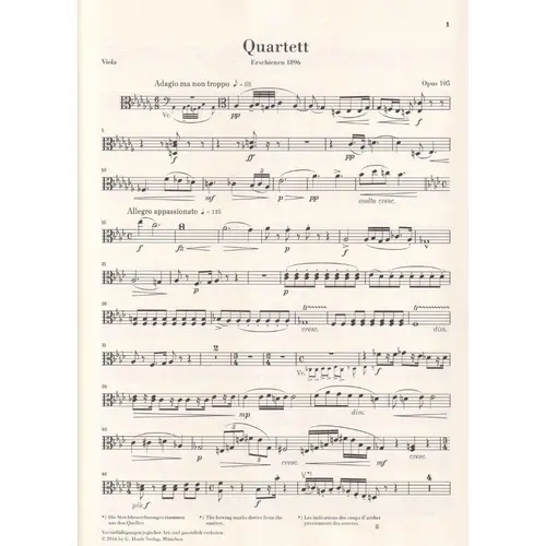 String Quartet A flat major op. 105