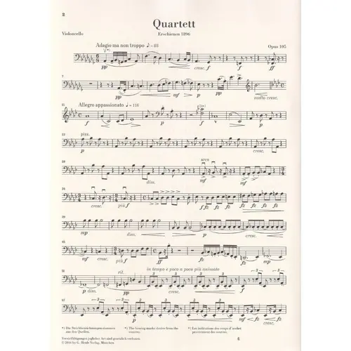 String Quartet A flat major op. 105