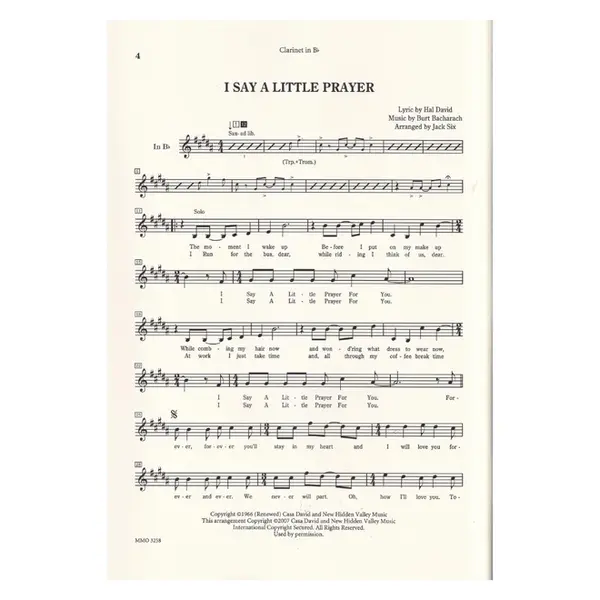 Play the music of Burt Bacharach - clarinet
