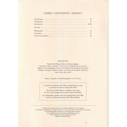 Concerto for the Left Hand for Piano and Orchestra - Piano Reduction