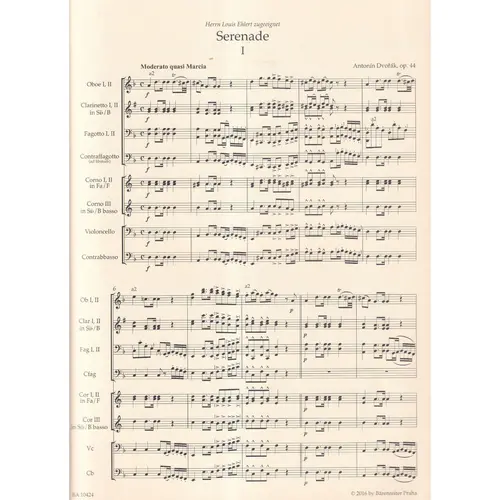 Serenade for wind instruments, violoncello and double bass - score