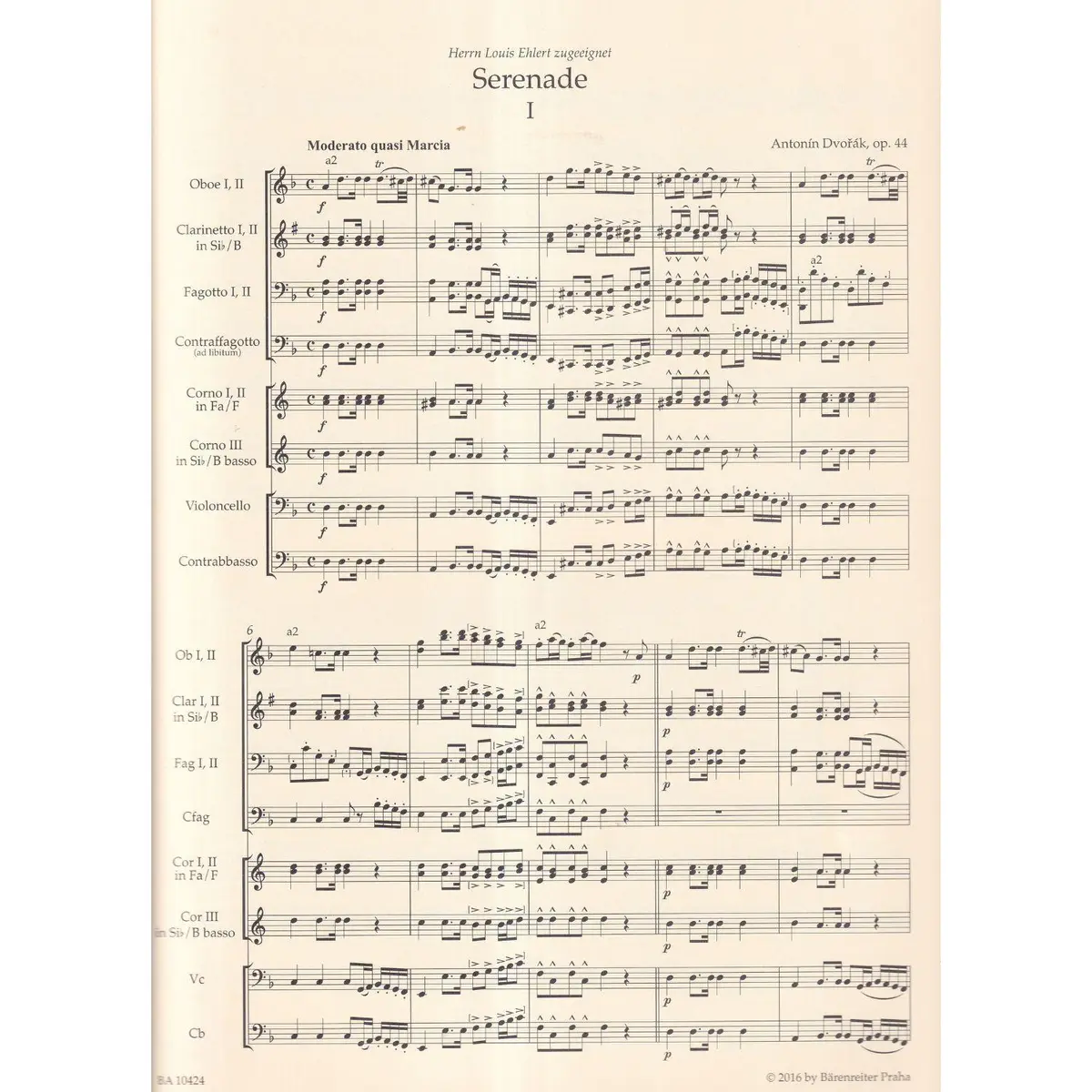 Serenade for wind instruments, violoncello and double bass - score