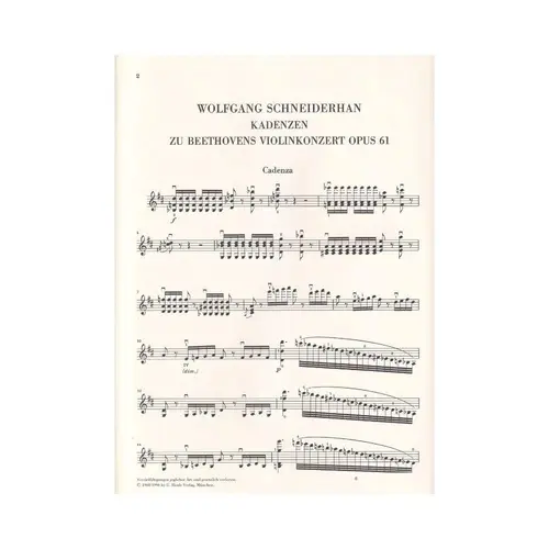 Kadenzen Zum Violinokonzert - Op.61 - Urtext - PROMOÇÃO !