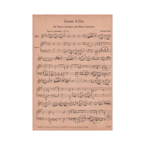 Sonate a dur fur flauto traverso und basso continuo