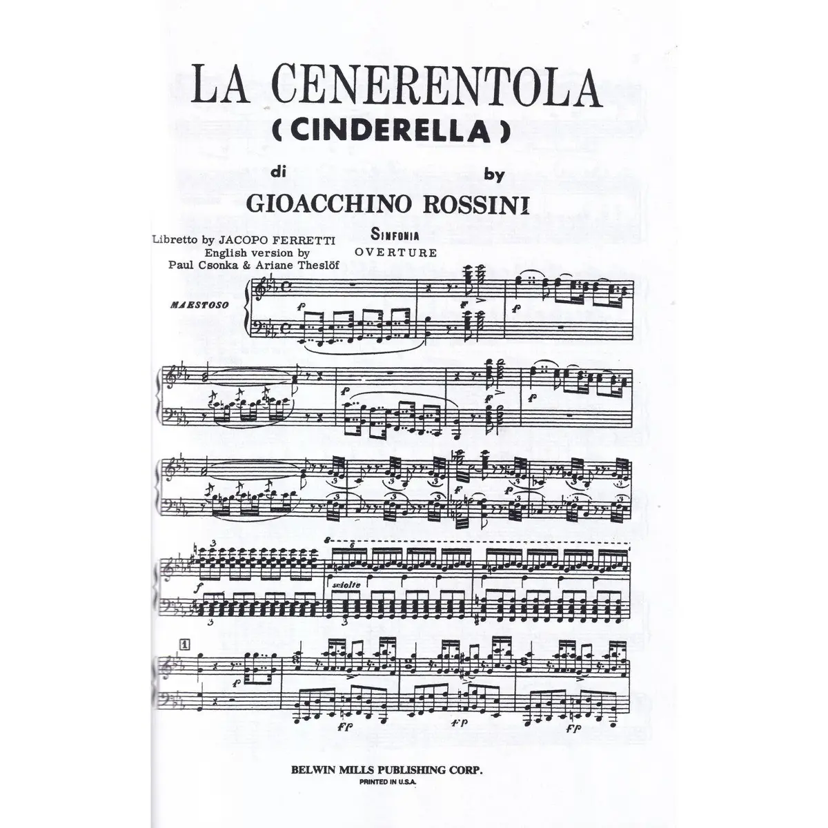 La Cenerentola (Cinderella) - Vocal score