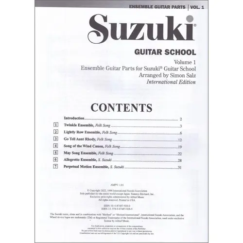 Suzuki Ensembles for guitar vol.1