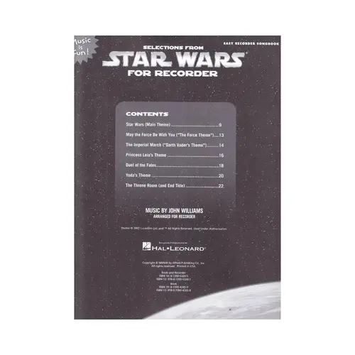 Selections From Star Wars for Recorder - Easy