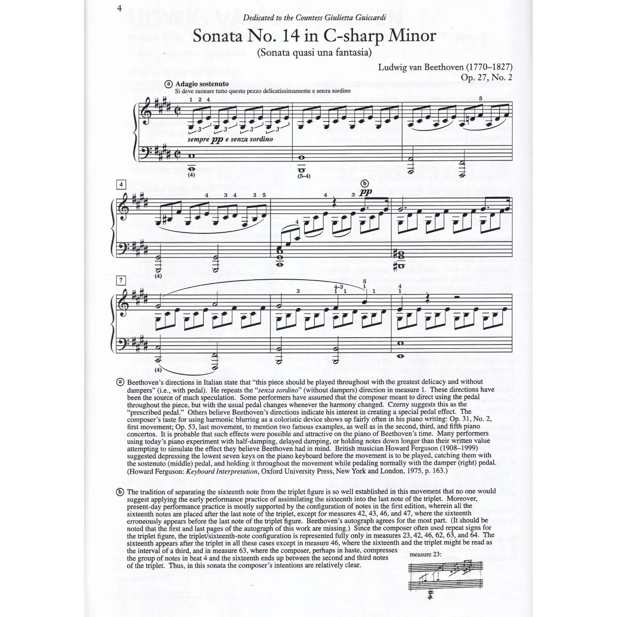 Sonata No. 14 in C-sharp Minor, Opus 27, No. 2 ("Moonlight")