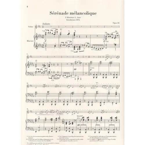 Sérénade mélancolique op. 26 for violin and piano