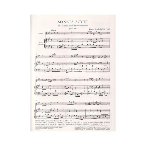 Sonata La Maggiore - Op.1,2