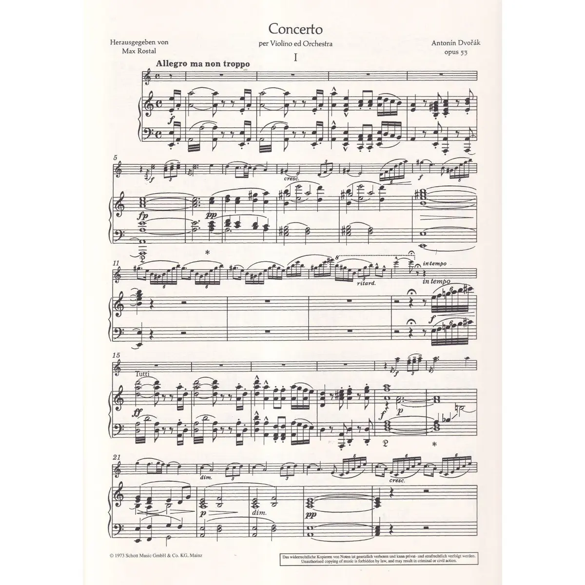 Concerto in A Minor, Op. 53 for violin and piano