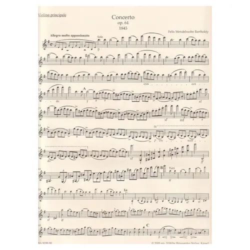 Concerto for Violin and Orchestra E minor op. 64 - piano reduction - late version