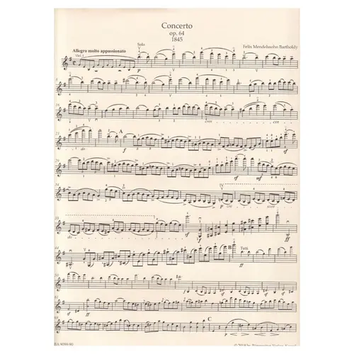 Concerto for Violin and Orchestra E minor op. 64 - piano reduction - late version