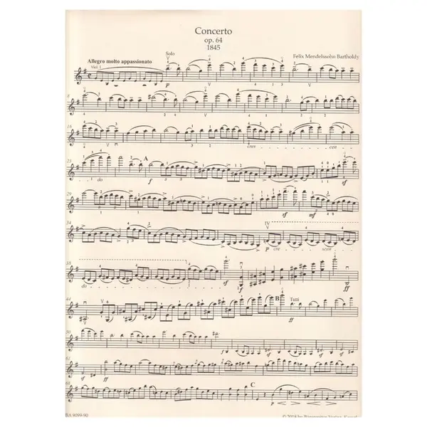 Concerto for Violin and Orchestra E minor op. 64 - piano reduction - late version