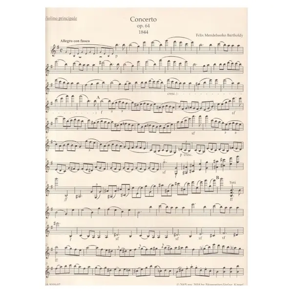 Concerto for Violin and Orchestra E minor op. 64 - piano reduction - Early version
