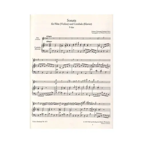 Sonata fur flote (violine) und Cembalo (klavier) F-dur