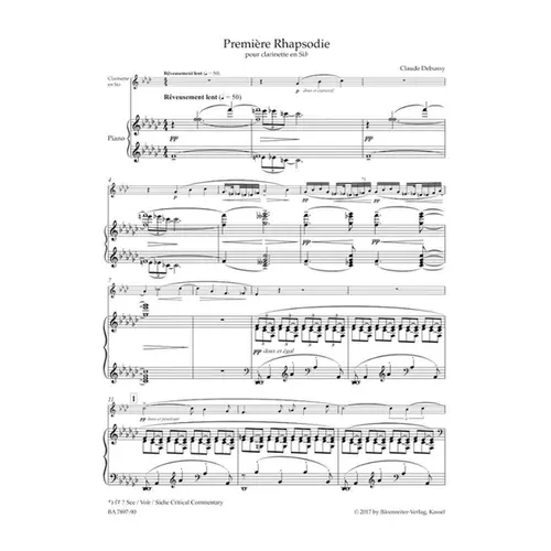 Première Rhapsodie for Clarinet in B-flat and Piano