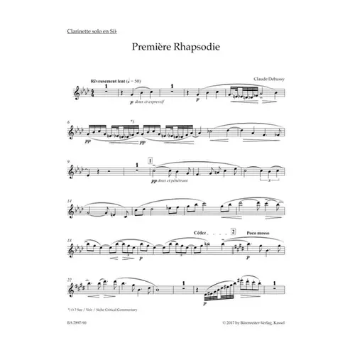 Première Rhapsodie for Clarinet in B-flat and Piano
