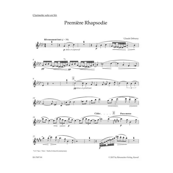 Première Rhapsodie for Clarinet in B-flat and Piano