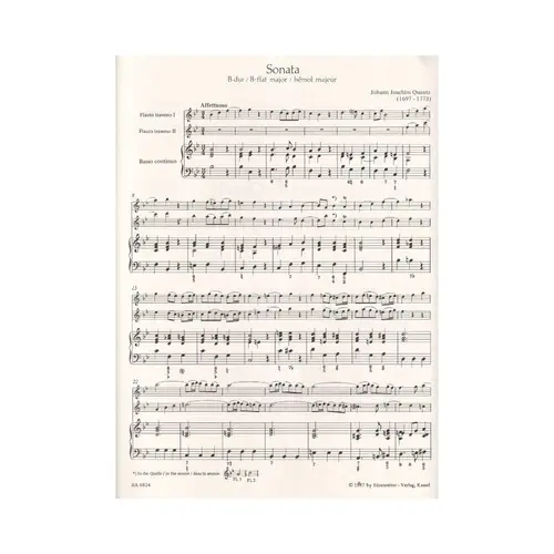 Triosonate für zwei Flöten und Basso continuo B-Dur