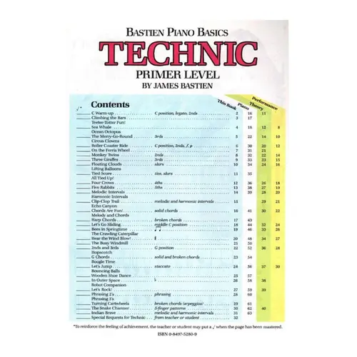 Bastien Piano Básico - Technic Nivel Elementar