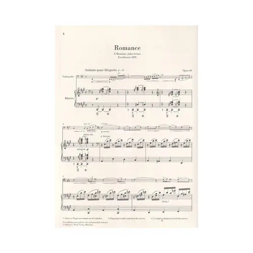 Romance A major op. 69 for Violoncello and Piano