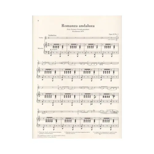 Romanza andaluza (Spanish Dance no. 3) op. 22 no. 1 for Violin and Piano