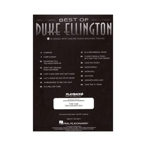 Best Of Duke Ellington - 16 songs with Online Audio Backing Tracks