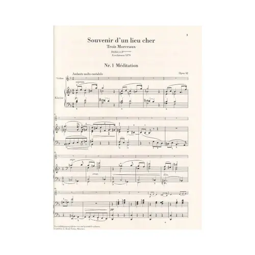 Souvenir d' un lieu cher Op.22 for Violin and Piano