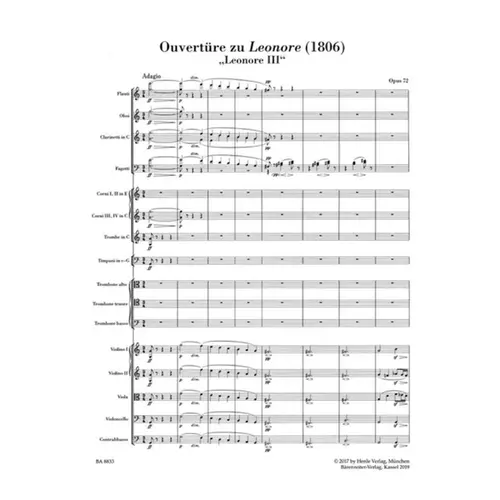 Leonore overture n.3 for orchestra (1806) - score